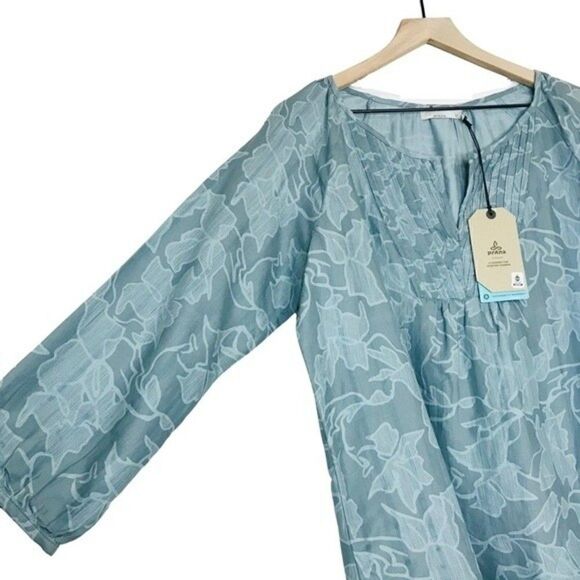 New! Prana Leonardo Peasant V Neck Woven Gauze Tencel Oversized Top Blouse - Picture 9 of 11